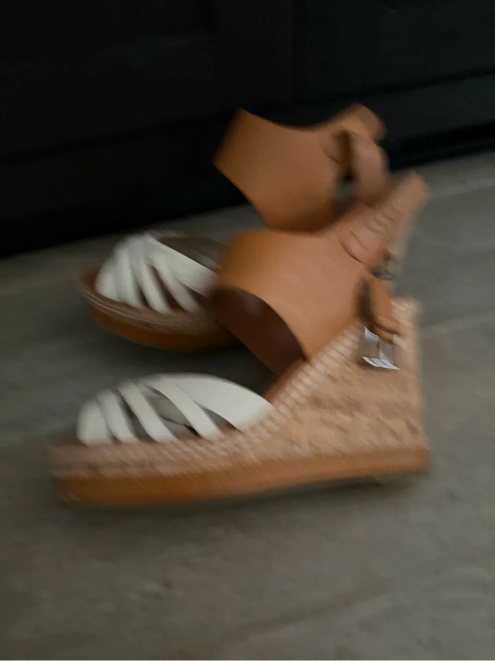 Dolce Vita Tan and Cream Wedge Sandals